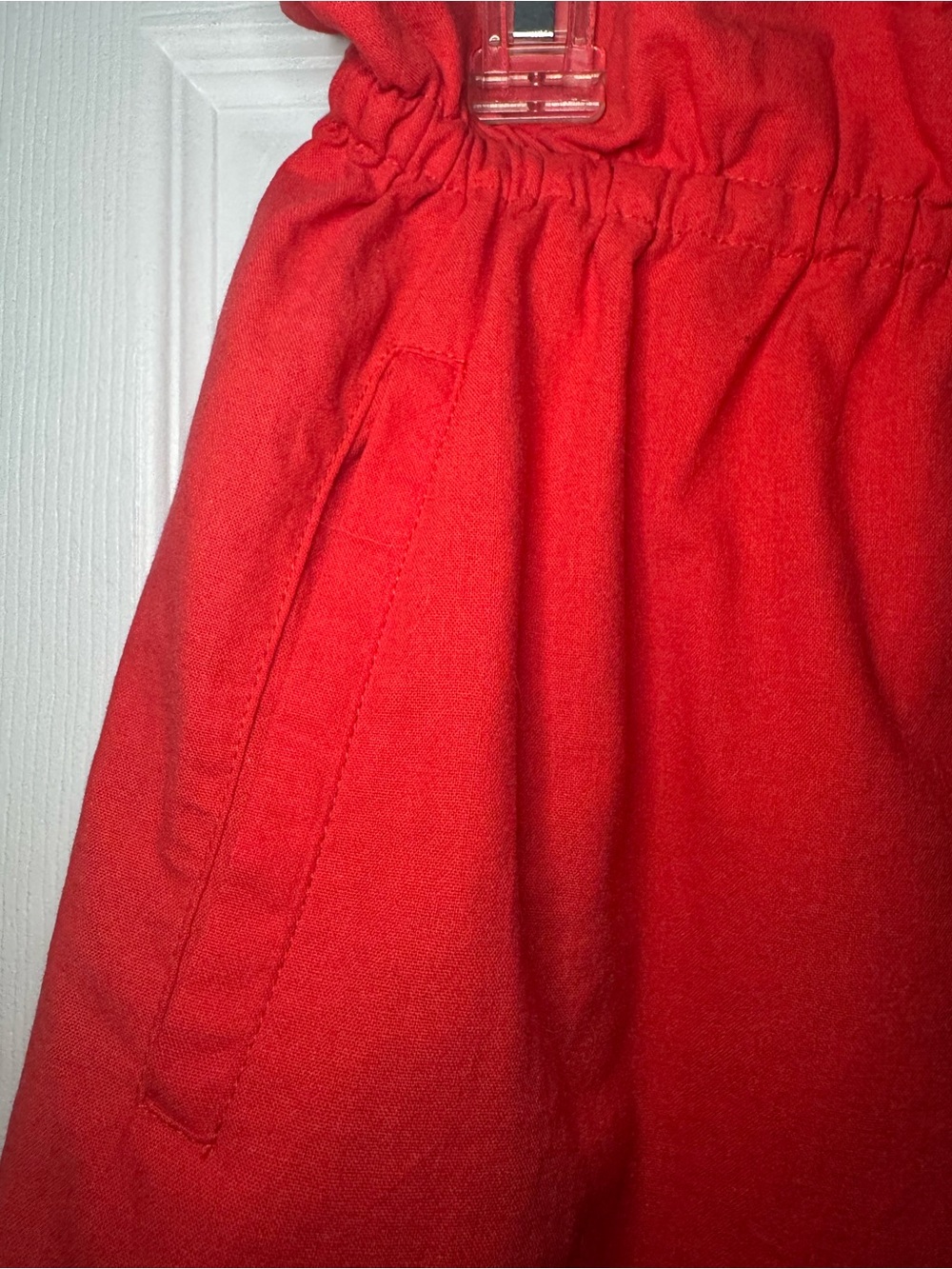 GeeGee Casual Paperbag Waist Red Drawstring Shorts - Picture 5 of 8